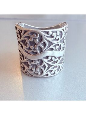 Silpada Eternal Tree Filigree 18mm Wide Band Sterling Silver 925 Retired Ring